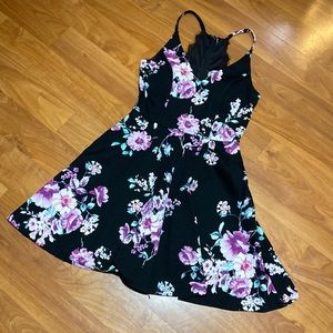 Black purple floral dress